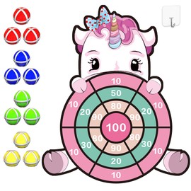 HONGID Unicorn Toys for 3-12 Year Old Girls,25”Large Dart Board Kids Toys for 6-12 Year Old Girls Teens Party Outdoor Games,Christmas Birthday Gifts for Girls Age 3-12, Pink (KL-2022)