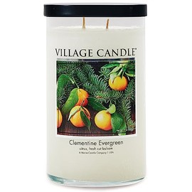 Village Candle Clementine Evergreen Large Tumbler Jar Candle, 19 Oz, Traditions Collection, White
