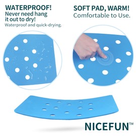 Shower Chair Cushion with Adhesive Backing 14 x 9.5 Inches Waterproof Soft Foam Pad for Bench, Narrow Bath Chair, Bathroom Seat, Universal Fit Non Slip Stool Seat Mat Elderly, Blue (MAT149)