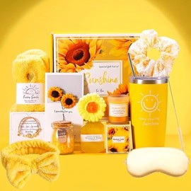 Regalos de Cumpleaños para Mujeres, 13pcs Canasta de Spa Relajante para Mujer, Kit de Relajación y Autocuidado para Ella Amiga, Mamá, Hermana, Novia, Regalos para Día del Spa, Día de la Madre (Amarillo)