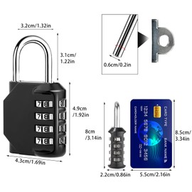 Pack of 2 Padlock Combination Lock, 4 Digit Zinc Alloy Lock with Combination Code, Metal Padlock with Combination Code for Locker Gym Tool Box (Black)