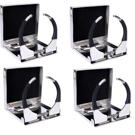 Amarine Made 4-Pack Bigger Stainless Steel Adjustable Folding Drink Holders Marine Boat Caravan car for Mug Cup up to Dia 3-3/8"