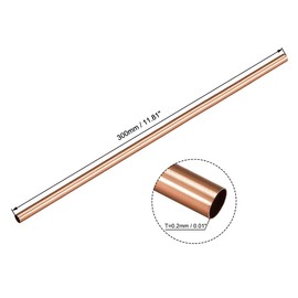 sourcing map 6pcs Copper Tubing 2mm 3mm 4mm 5mm 6mm 7mm OD x 0.2mm Wall Thickness 300mm Length Seamless Round Tubing