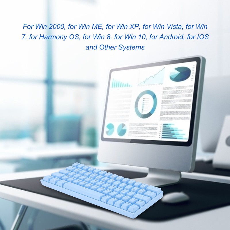 Mechanical Keyboard 64 Key White Light 3 Mode Ergonomic Layout