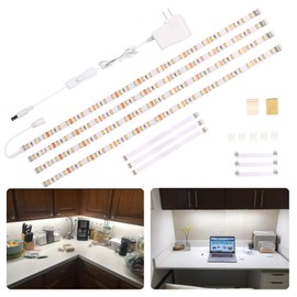 WOBANE LED Under Cabinet Lighting Kit,Flexible LED Ribbon Lights Bar,Under Counter Lights for Kitchen,Cupboard,Desk,Showcase,Shelf,6.6 Feet Rope Light Set,120 LED,1200lm,6000K White,4 Panel