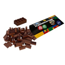 CMC imports 50 Clamping Blocks, Building Blocks, 2 x 4 Nubs, Compatible Bricks, 8 Knobs, Free Selection, 34 Colours (090 - Brown)