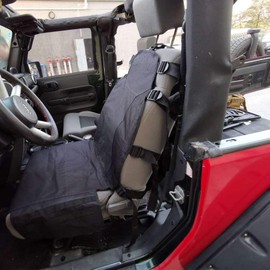 SUNPIE Black Upgrade Larger Seat Protector Tactical Seat Cover Universal Fit for Trucks Pickup SUV, Compatible with JL/JT, JK, TJ, Compatible with F150 Multi Pockets Molle Seat Back Organizer