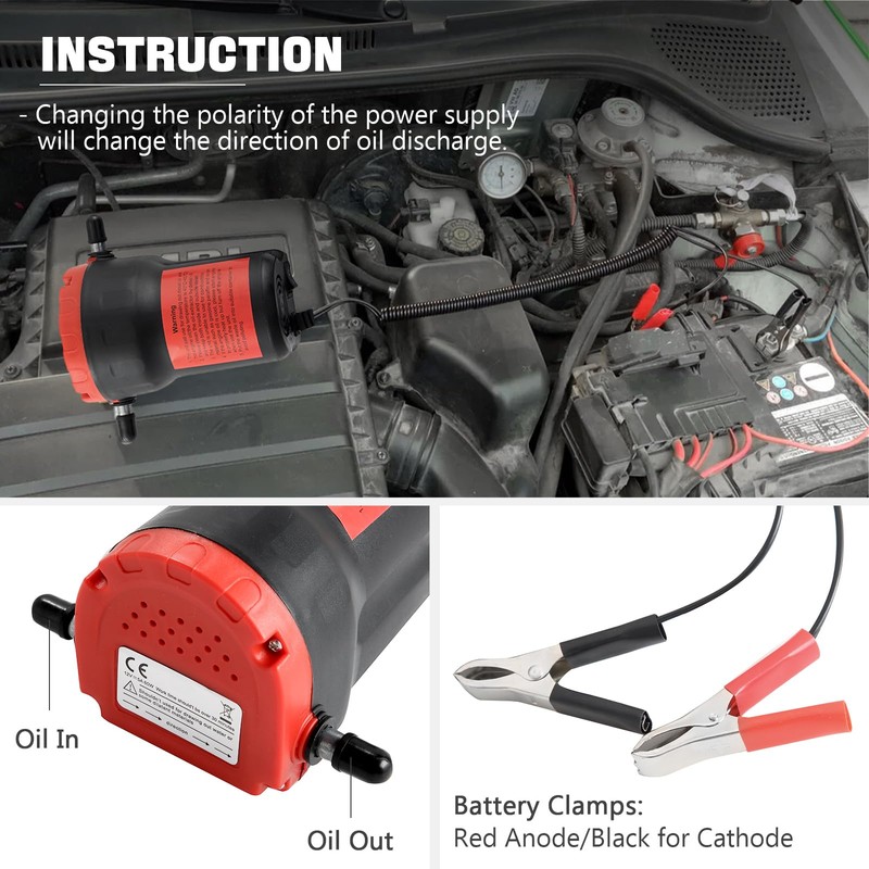 DASBET 12V 60W Oil Change Pump Extractor, Oil/Diesel Fluid Pump