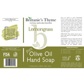 Organic Olive Oil Hand Soap - Made with Natural Luxurious Oils. Vegan & Gluten Free (Lemongrass, 1 Gallon)