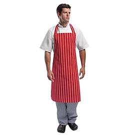 Whites Chefs Apparel Apron Polycotton Red And White Stripe Kitchen Catering