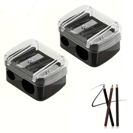2 Pcs Dual Cosmetic Pencil Sharpener,Suitable for Large and Small Lip,Eye and Brow Pencils, Eyeliner, Lip Liner, Catches Shavings, Cosmetic Makeup Tool