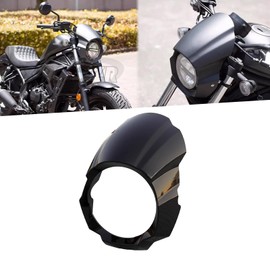 XINMOZR For REBLE 250 CMX250 REBEL250 REBLE CMX250 SE 2017-2025 FRONT FAIRING PIG HEAD HOOD FRONT HEADLIGHT LAMPSHADE DEFLECTOR (Bright Black)