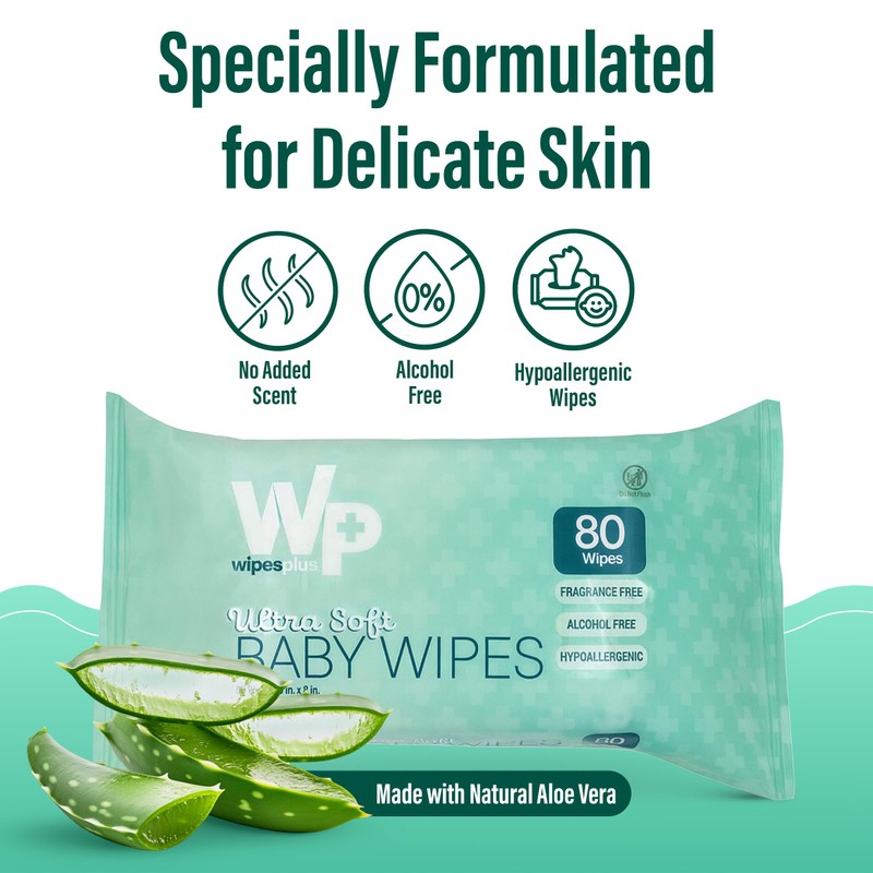 WIPESPLUS Baby Wipes, Hypoallergenic Ultra Soft Wipes for Sensitive Skin,