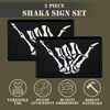 Bluyellow 2Pcs Black Shaka Hand Patch, Embroidered Skeleton Hand Shaka