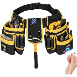 IVODEELA Tool Belt for Men, Tool Belt Bag, 27 Pockets, Heavy Duty Padded Tool Belt, Detachable Adjustable Magnetic Tool Bag for Electricians, Carpenters, Construction