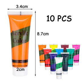 LIBAIDZ Pack of 10 Finger Paints 20 ml, Finger Paints, Finger Paints, Washable, Footprint, 10 Colours