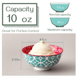 DOWAN 10 oz Small Bowls Set of 6 - Versatile Ceramic Ice Cream Bowls, Durable Small Dessert Bowls for Cereal, Snacks, Colorful Decorative Bowls, Dishware and Microwave Safe, Portion Control Bowl