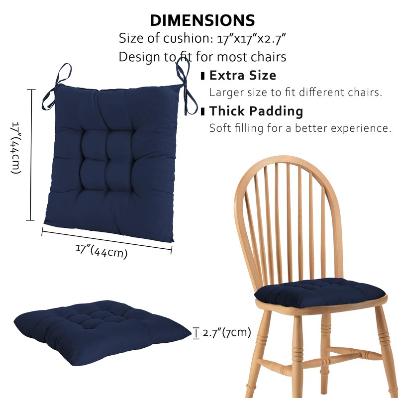 ELFJOY 4 Pack Chair Cushions for Dining Chairs 17x17 inch