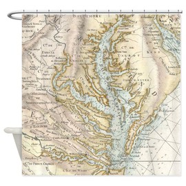 CafePress Vintage Map of The Chesapeake Bay(1778) 2 Decorative Fabric Shower Curtain
