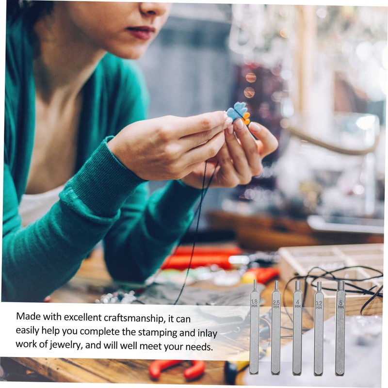 Tofficu 5pcs Jewelry Punch Stamp Tools for Crafting and Wear-Resistant