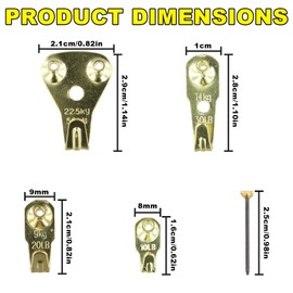 120pcs Picture Hooks, Picture Hanging Kit, Picture Hanging Hooks, Picture Hangers, Wall Hanging Hooks, Picture Frame Hooks, Suitable for Fixing Hanging Photo Frames, Gold