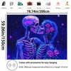 Starlit Patio Blacklight Skull Tapestry UV Reactive Glow In The