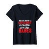 Womens Guitarist Fighting Off Babes V-Neck T-Shirt