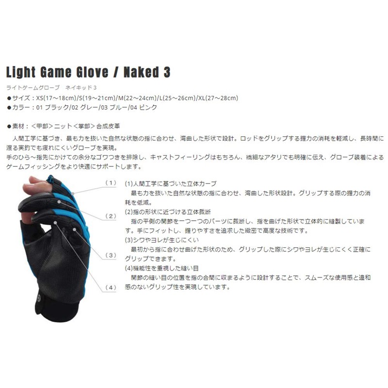 Breaden Breaden/buri-den Light Game Glove/raitoge-muguro-bu NAKED3/3 Finger Cut