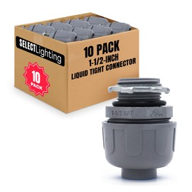 SELECT 10 Pack Lighting PVC Liquid Tight Connector, 2“ Straight Flexible Conduit Connectors, Non-Metallic Conduit Fittings, Safe and Rust Resistant