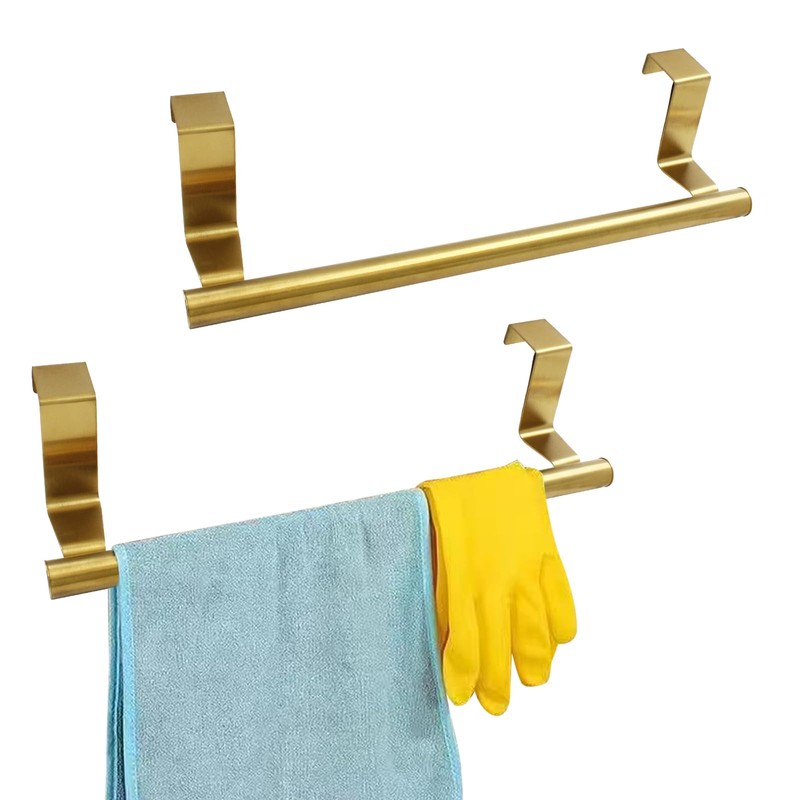 Kemcatui 2 Pack Over Cabinet Towel Holder, Gold Kitchen Towel