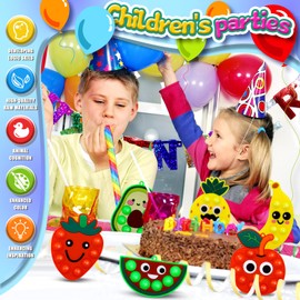 6pcs Fruit Bubble Fidget Toy Set Mini Pop Keychain Sensory Toys for Kids Party Favors Stocking Stuffers Carnival Prizes Classroom Rewards Toddler Stress Relief