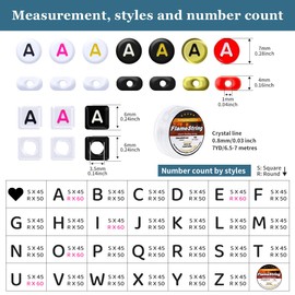 Eppingwin 1400 pcs Letter Beads, 4x7 mm Beads, Beads for Jewelry Making, Beads for Bracelet Making, Alphabet Beads, in 28 Grid Box (White Colored)