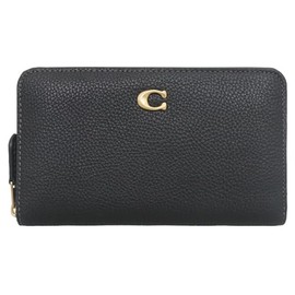 Coach CR546 CR546 Essential Polished Pebbled Leather Medium Zip Around Wallet Ladies [Brand], Black