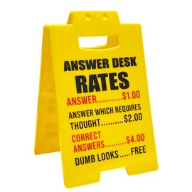 Funny Team Office Gifts, Answer Desk Rates Funny Desk Sign, Gag Fun Gift for Coworker Teammate Employee Boss, Office Desk Sign Decor for Birthday Christmas White Elephant Gifts
