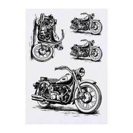 4 x 'motorbike' Temporary Tattoos - Water Resistant, Skin-Safe, Non-Toxic Transfers, Mixed Sizes (TO00062278)
