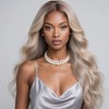 WAQI 32 Inch Ash Blonde Lace Front Wig Human Hair