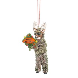 The Bridge Collection Merry Huntmas Deer in Hunting Gear Ornament - Camo Deer Christmas Tree Ornaments - Hunting Ornament - Gifts for Hunters