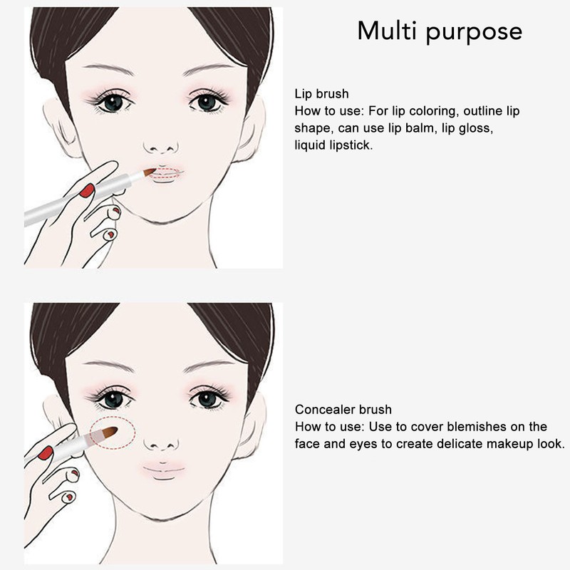 3pcs Gold Retractable Lip Brush Portable Soft Hair Double Ended