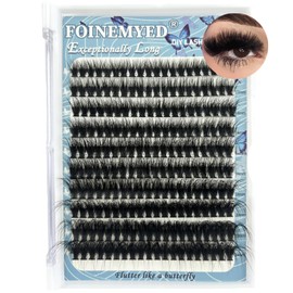 Fluffy Lash Clusters 10-24mm Extra Long Thick 200D Cluster Eyelash Extensions 200pcs Volume D Curl Wispy Individual Lashes Plant Fibres False Eyelashes DIY Lash Extension for Beginners, by FOINEMYED