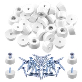 Keadic 62 Pieces Non-Slip Rubber Feet for Chopping Board, 15 x 12 x 8 mm White Furniture Slider Gliding Pad Floor Protection with Integrated Seal and Screws for Wooden Furniture Chair Table Sofa