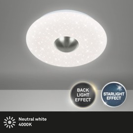 BRILONER - LED Ceiling Light with Indirect Light, Neutral White Light Colour, Starry Sky, LED Lamp, Ceiling Light, Living Room Lamp, Bedroom Lamp, Kitchen Lamp, 29 x 7.5 cm, White