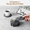 Absorbent Stone Coaster with Holder Set of 6 - Diatomite