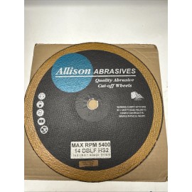 ALLISON ABRASIVES CUT-OFF WHEEL 14 X 1/8 X 1 017514 14-DBLF-HS2