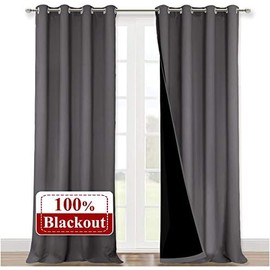 NICETOWN - Juego de 2 persianas 100 opacas, 52 x 120 pulgadas, cortinas de tratamiento de ventana para puerta corredera de patio grande, aislamiento