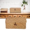 Leopacat Rectangular Seagrass Basket, Woven Storage Box, Wicker Baskets with