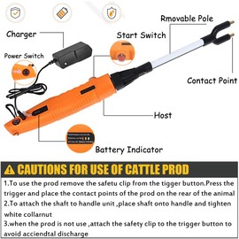 Electric Cattle Prod 26inch (66cm), Rechargeable Safety Animal Prod Hot Shock for Cattle, Dogs, Pigs, Goats