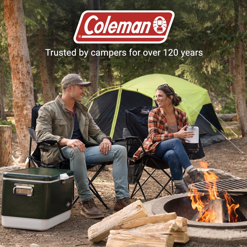 Coleman Portable Camping Chair with 4-Can Cooler, Cushioned Seat &