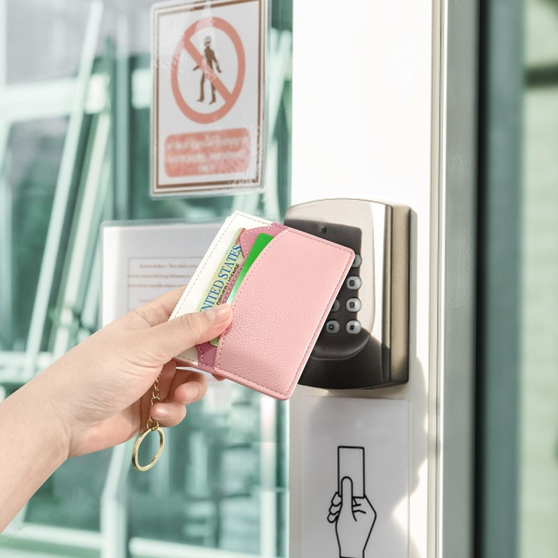 SNCCJ Mini Geldbörsen Damen, Minimalistisch Klein Dünnes Kreditkartenetui mit Schlüsselanhänger