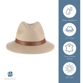 Dorfman Pacific Men's One-Piece Canvas Faux Leather-Trim Safari Hat,Olive,Medium