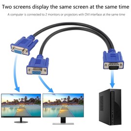 Cable Y Splitter VGA - 1 adaptador macho a 2 adaptador hembra para duplicación de pantalla de doble monitor - 1 pies (sin extensión de pantalla) - solo funciona para monitores idénticos